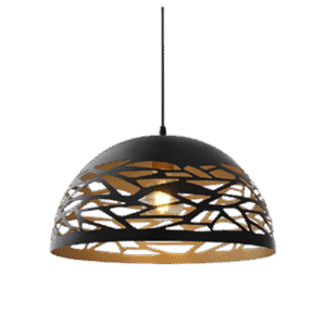 Lámpara Decorativa Colgante Negro y Dorado con Perforaciones