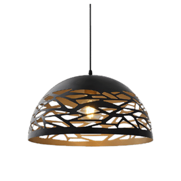 Lámpara Decorativa Colgante Negro y Dorado con Perforaciones